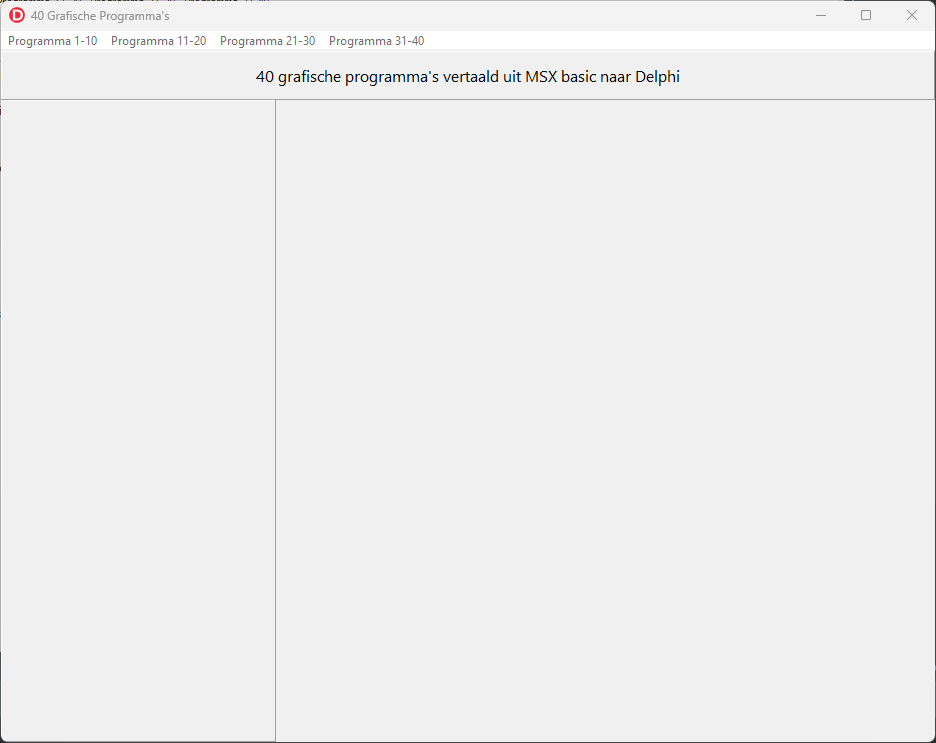 Programma venster na opstarten